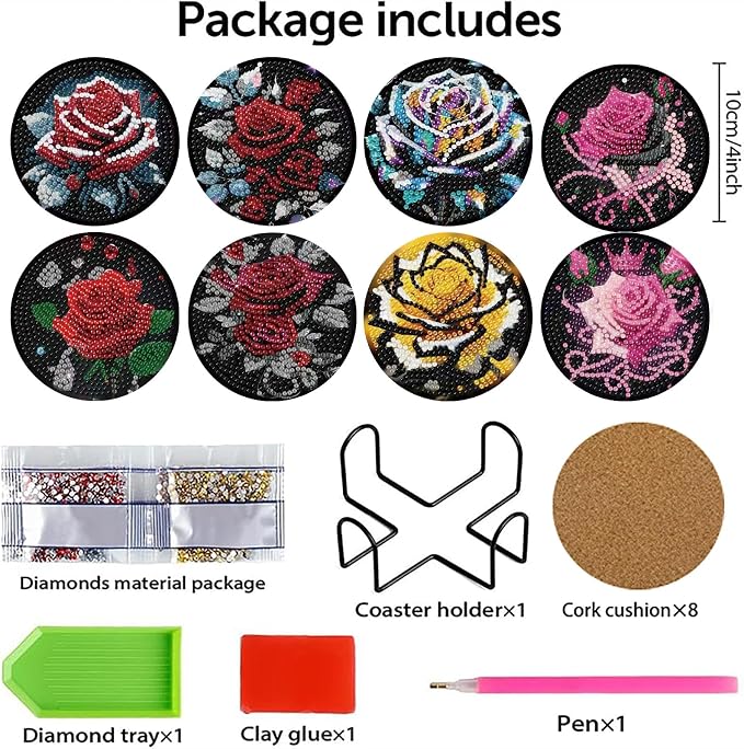 Mrnsiet 8PCS Diamond Art Coasters - Image 5
