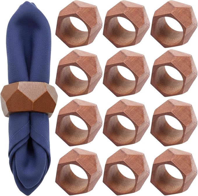 Wooden Napkin Rings Set of 12 by ALPHALivingHOME