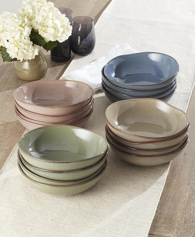 Oneida Organic Shades Sage Green Stoneware Pasta Bowl Set - Image 5