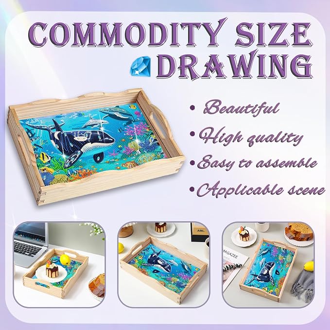 EWJRNSF Diamond Art Kits for Adults Wooden Serving Trays - Image 4