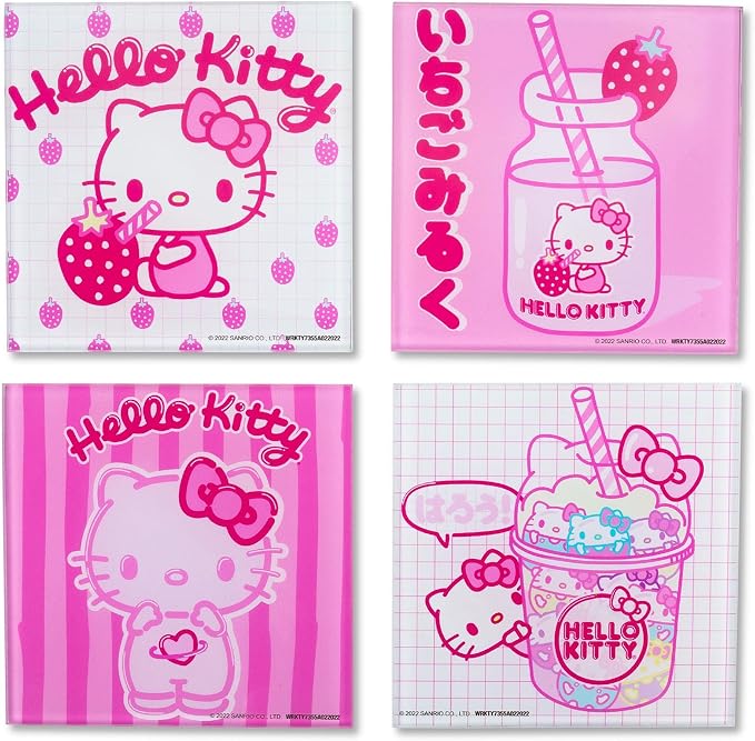 Sanrio Hello Kitty Strawberry Milk Glass Coasters - Image 2