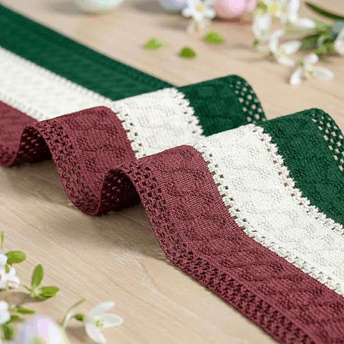 Artoid Mode Green Beige Red Farmhouse Rustic Table Runner 12x36 Inch | Holiday - Image 6