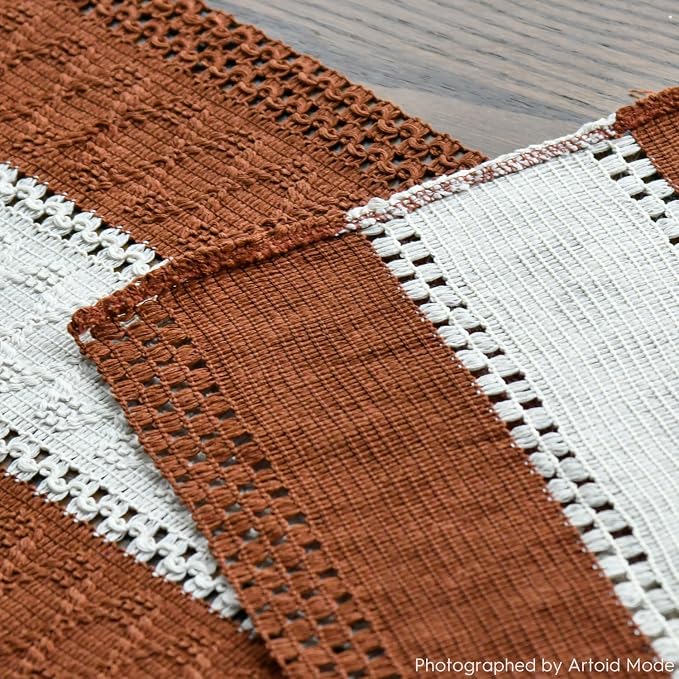 Artoid Mode Caramel Farmhouse Woven Table Runner 12x120 Inch | Holiday Rustic - Image 5