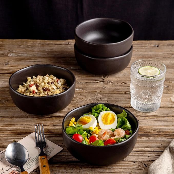 AmorArc Stoneware Cereal Bowls for Kitchen, 28oz Large Ceramic Soup Bowls Set - Image 3