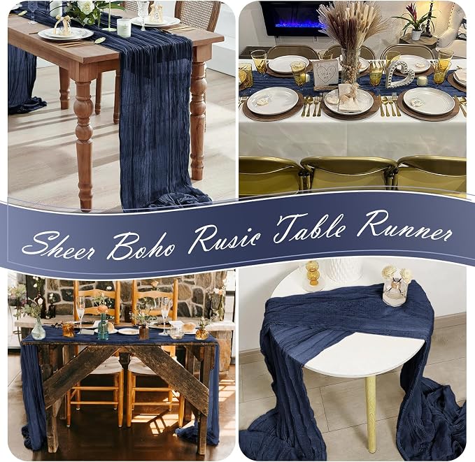 15 Pack Navy Blue Cheesecloth Table Runner 17 x 108 inch Cheese Cloth Table - Image 7