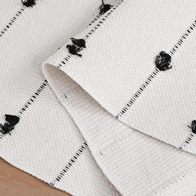 Artoid Mode Black Boho Rustic Cotton Woven Table Runner, Seasonal Halloween - Image 6