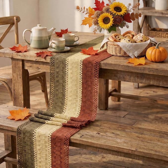 Artoid Mode Caramel Brown Coffee Farmhouse Rustic Table Runner 12x60 Inch | - Image 5