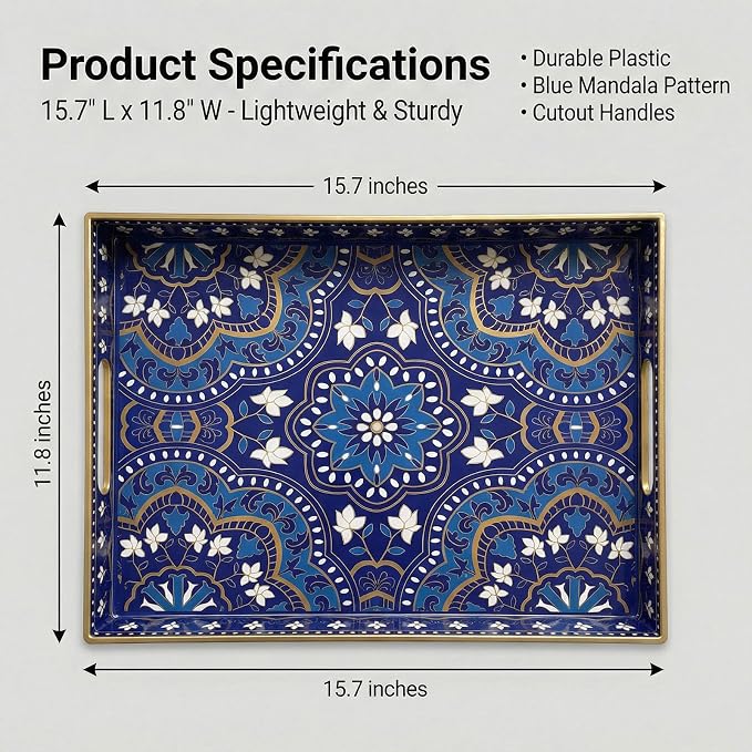 Decorative Serving Tray with Handles - Image 8