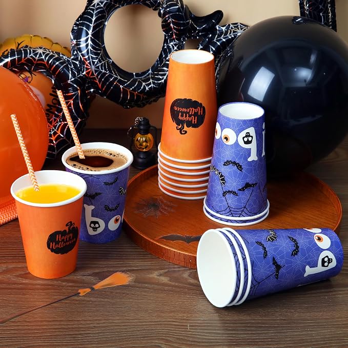 Tamone 100 PACK Halloween Cups 12OZ Disposable Coffee Cups - Image 5