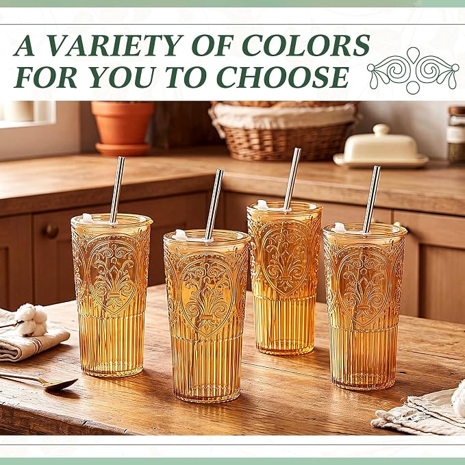 8 Set 20oz Vintage Plastic Tumbler - Image 4