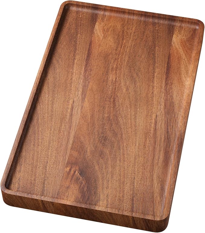 VERTORGAN Acacia Wood Serving Tray, 15.8x9.8 Inch Trays, Home Decor | Coffee by VERTORGAN