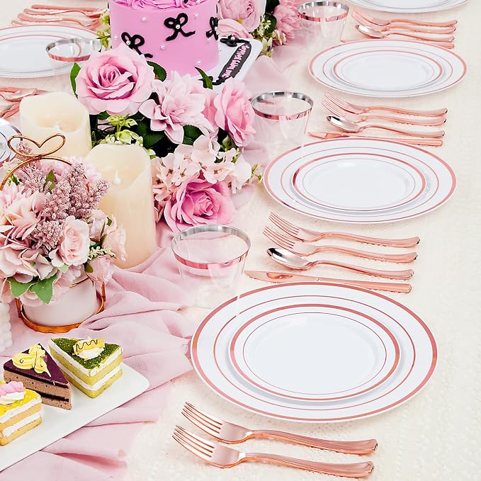 WELLIFE Rose Gold Plates, cups and cutlery - Image 9