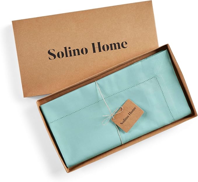 Solino Home Cotton Linen Dining Table Runner Pastel Turquoise, 14 x 72 in | - Image 4