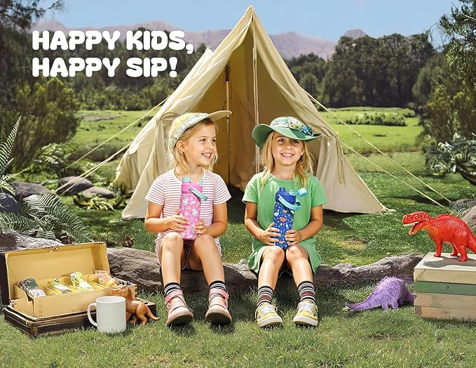 12 oz Kids Leakproof Water Bottle: 2-in-1 Straw Spout Lid, Easy Carry, Keep - Image 2