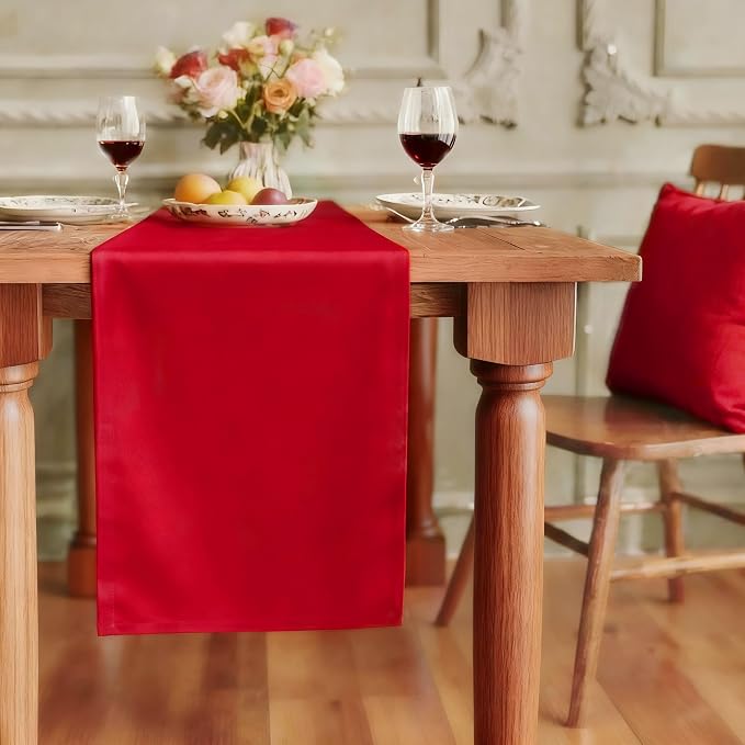 FOLINS&HOME Red Waterproof Decorative Table Runner 90 Inches Long | 210GSM by FOLINSHOME
