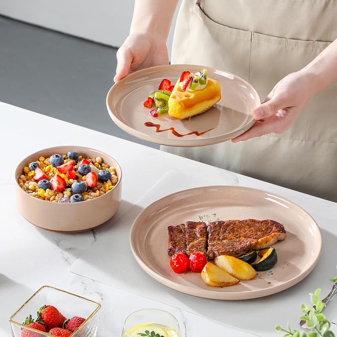 MALACASA Plates and Bowls Sets, 12 Pieces Modern Stoneware Dinnerware Set - Image 6