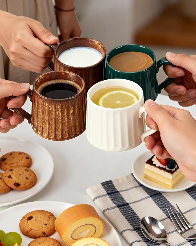 Ceramic Cup and Saucer Set, 11.5 oz Coffee Cups - Image 5