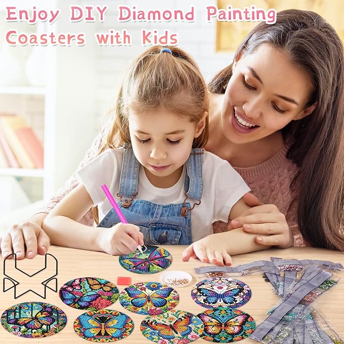Mrnsiet 8 Pcs Butterfly Diamond Painting Coasters Kits - Image 6