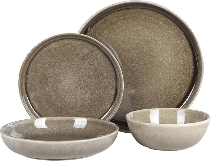 Gibson Elite Berea 16 Piece Plates and Bowls Reactive Glaze Round Dishes - Image 6