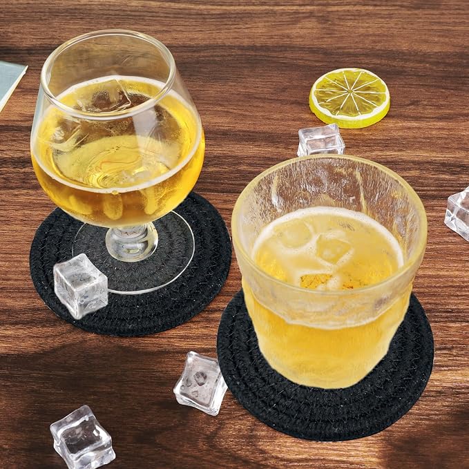 ABenkle Drink Coasters with Holder Set of 10, Cotton Woven Absorbent Coasters - Image 5