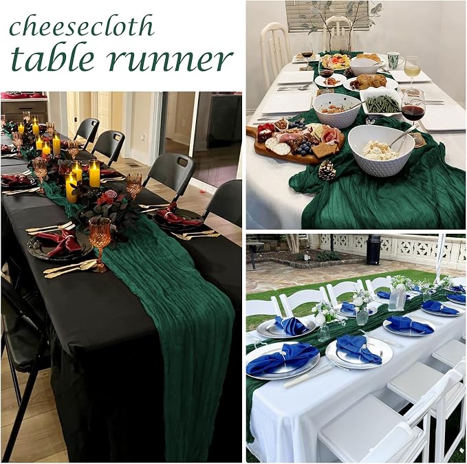 25 Pack Emerald Green Cheesecloth Table Runner 17 x 108 Inch Gauze Table Runner - Image 7