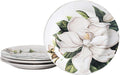 Bico Magnolia Floral Salad Plates Set of 4, 8.75 Inch Ceramic Dessert Plates by Bico