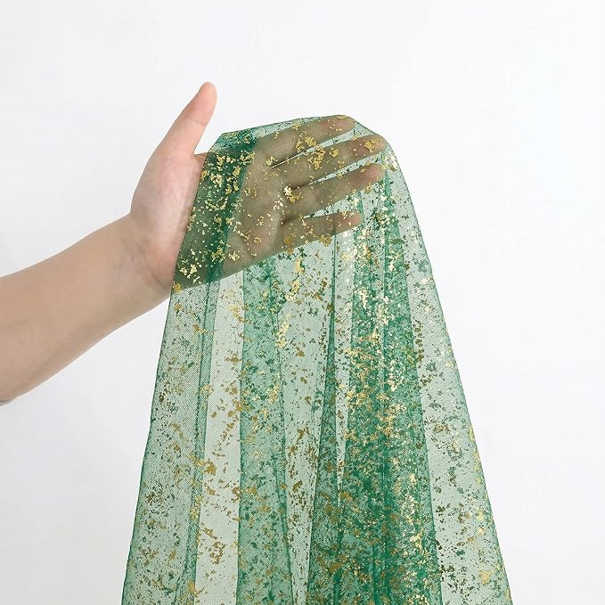 Artoid Mode Green Gold Gauze Table Runner 59x120 Inch 10FT, Glitter Metallic - Image 6