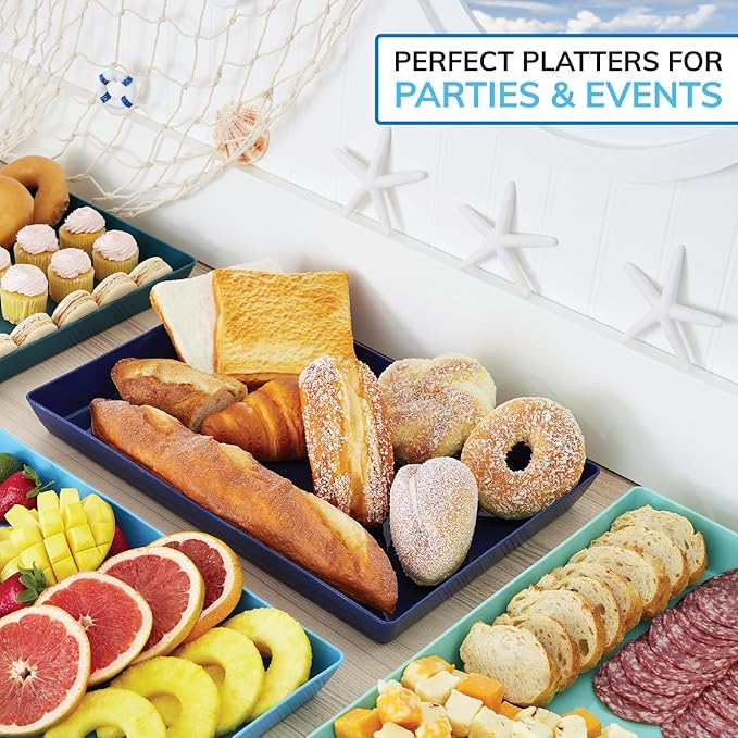 US Acrylic Coastal Plastic Serving Trays 15” x 10” | Large Unbreakable Reusable - Image 4