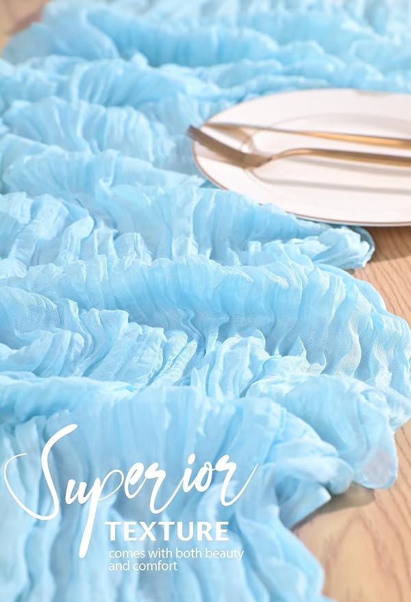 18 Pack Cheesecloth Table Runner 10FT Baby Blue Table Runner Light Blue Boho - Image 4