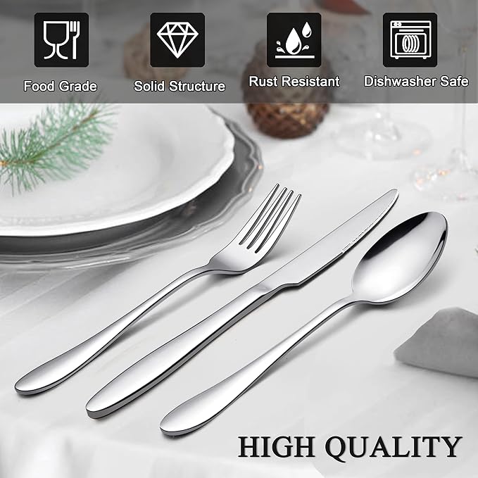 LIANYU 60 Piece Silverware Flatware Set - Image 2