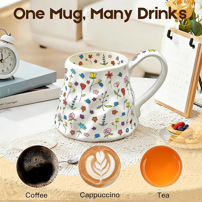 Large Coffee Mug 20 oz, Oversized Cute Floral Ceramic Mug, Big Coffee Mugs - Image 5
