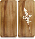 2 pcs15.7" x 7" Large Solid Acacia Wood Serving Tray Rectangular Wooden Serving by focusonwoodandbamboo