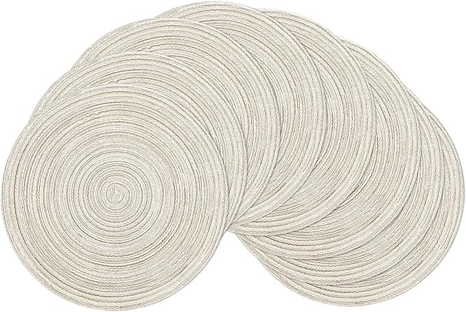 SHACOS Placemats Set of 8 Round Braided Place Mats 15 inch Washable Table Mats by SHACOS