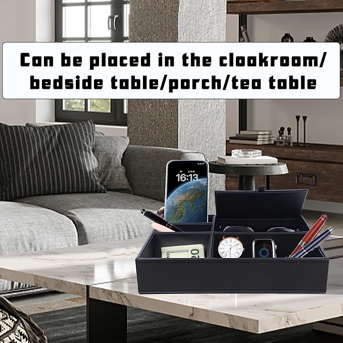 Zcaukya Men's Valet Tray, 5 Compartments, - Image 5