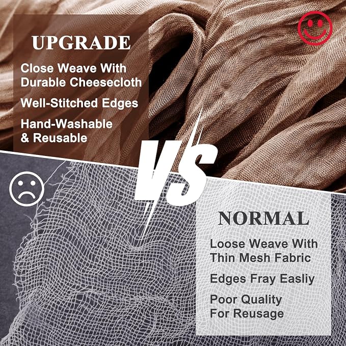 Cheesecloth Table Runner Brown 10FT Boho Gauze Runner, 3 Pack | 120 Inch Cheese - Image 4