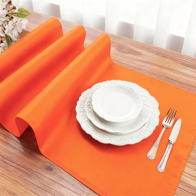FOLINS&HOME Orange Waterproof Decorative Table Runner 48 Inches Long | 210GSM - Image 3