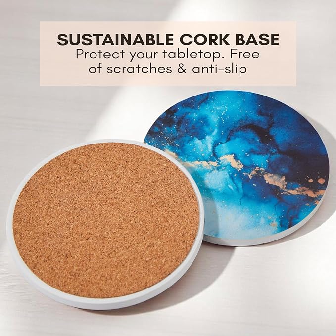 Ceramic Marble Coasters Set of 6, Absorbent Drink Coasters - Image 4