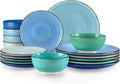vancasso Bonita Plates and Bowls Set 18 Pieces Blue Stoneware Service by vancasso