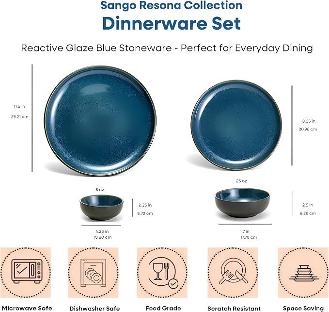Sango 16-Piece Stoneware Dinnerware Set - Image 2