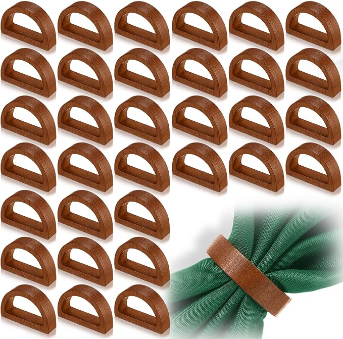 50 Pcs Wooden Napkin Rings Handmade Dining Napkin Holder Buckles Farmhouse by Remerry