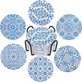 Coasters with Holder, Absorbent Coaster Sets of 6 by CLOVER