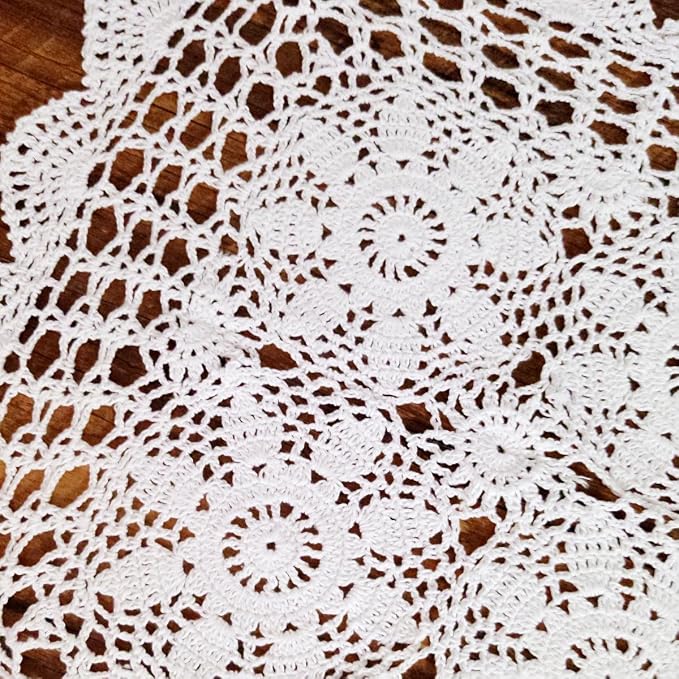 Cotton Handmade Crochet lace Table Runners Square Oval Tablecloth Doilies Doily - Image 2