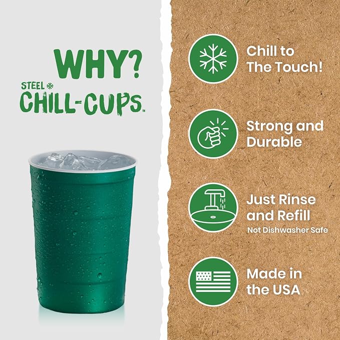 Steel Chill Cups 16 oz. Durable & Reusable Party Cups, 100% recyclable - Image 2