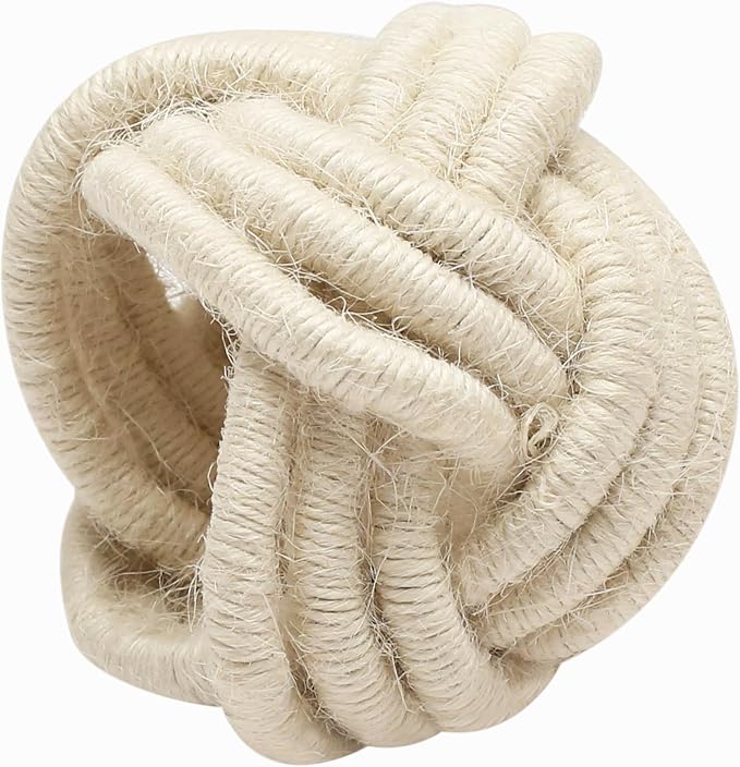 Cotton Jute Napkin Rings, Off White | Handwoven knot design, farmhouse boho - Image 7