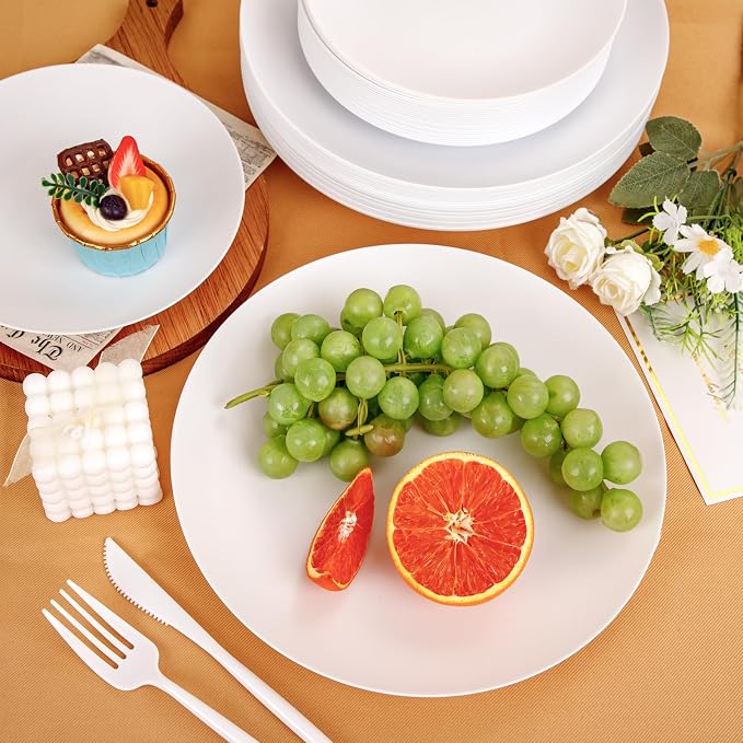 ejonirinjonir 150pcs Heavy-Duty White Plastic Plates - Image 6