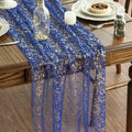 Artoid Mode 6PCS Blue Gold Gauze Table Runner 120 Inch 10FT, Glitter Metallic by ArtoidMode