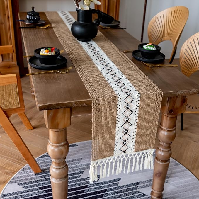 EMMTEEY Macrame Table Runner Boho Style 72 Inches Long, Scratch & Heat Resistant - Image 6