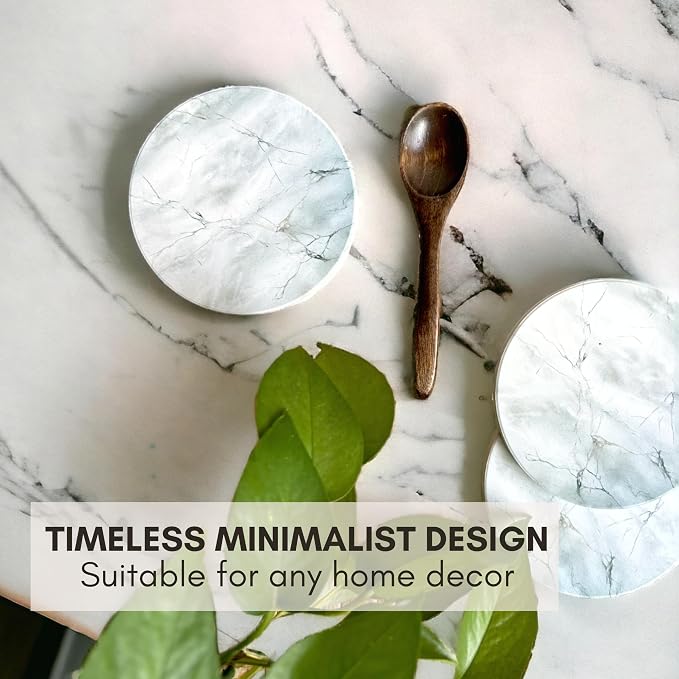 Ceramic Marble Coasters Set of 6, Absorbent Drink Coasters - Image 3