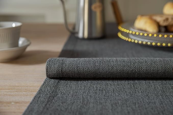 Burlap Style Farmhouse Table Runner, 14x90 Inches Graphite Grey | Thick Durable - Image 5