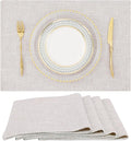 Faux Cotton Linen Placemats Set of 4, Cloth Washable Farmhouse Dining Table Mats by homing
